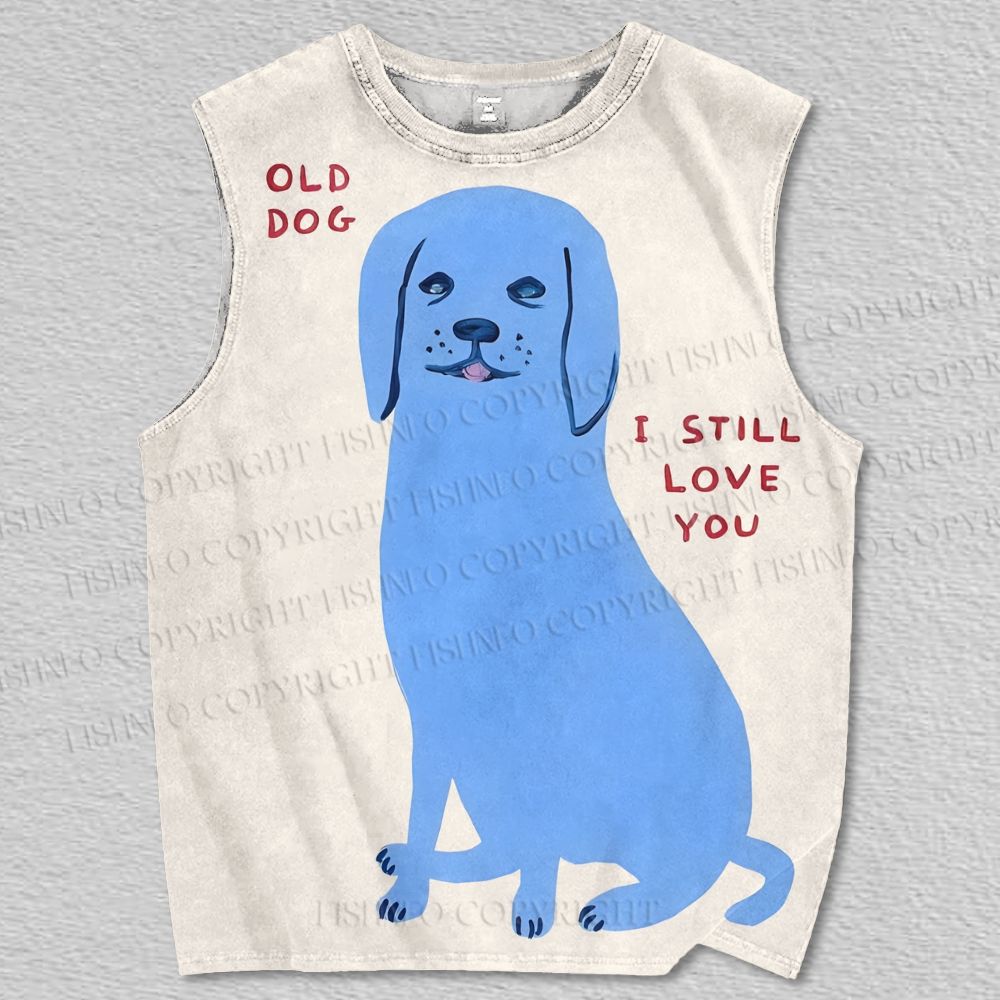 Unisex Old Dog Printed Tank Top