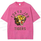 Unisex Tokyo Tiger Printed Washed Tee