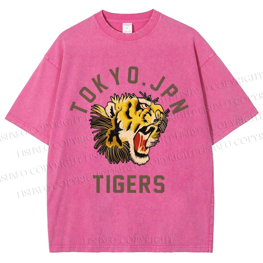 Unisex Tokyo Tiger Printed Washed Tee