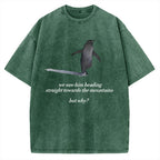 Unisex But Why Penguin Printed Washed Tee