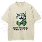 Unisex Become Ungovernable Four-Leaf Clover Cat Printed Washed Tee
