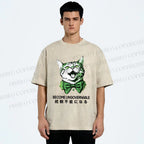 Unisex Become Ungovernable Four-Leaf Clover Cat Printed Washed Tee