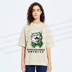 Unisex Become Ungovernable Four-Leaf Clover Cat Printed Washed Tee