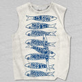 Unisex Blue Simple Sardine Printed Tank Top
