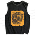 Unisex Tiger Printed Washed Tank Top