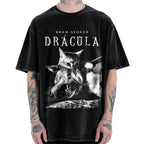 Unisex Cat Dracula Vampire Kitten Vintage Washed T-shirt