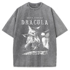 Unisex Cat Dracula Vampire Kitten Vintage Washed T-shirt