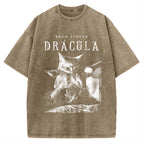 Unisex Cat Dracula Vampire Kitten Vintage Washed T-shirt
