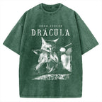 Unisex Cat Dracula Vampire Kitten Vintage Washed T-shirt