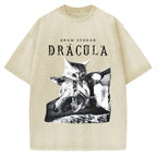 Unisex Cat Dracula Vampire Kitten Vintage Washed T-shirt