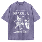 Unisex Cat Dracula Vampire Kitten Vintage Washed T-shirt