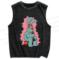 Unisex Anxious Rabbit Printed Washed Tank Top