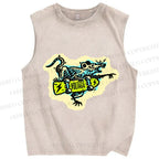 Unisex Silly Rat Skating Printed Washed Tank Top