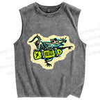 Unisex Silly Rat Skating Printed Washed Tank Top