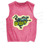 Unisex Silly Rat Skating Printed Washed Tank Top