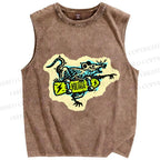 Unisex Silly Rat Skating Printed Washed Tank Top