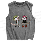 Unisex Rock and Roll Punk Opossum Printed Washed Tank Top