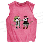 Unisex Rock and Roll Punk Opossum Printed Washed Tank Top