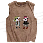 Unisex Rock and Roll Punk Opossum Printed Washed Tank Top