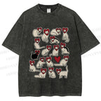 Unisex Cats Printed Washed Tee