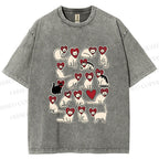 Unisex Cats Printed Washed Tee