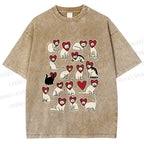 Unisex Cats Printed Washed Tee