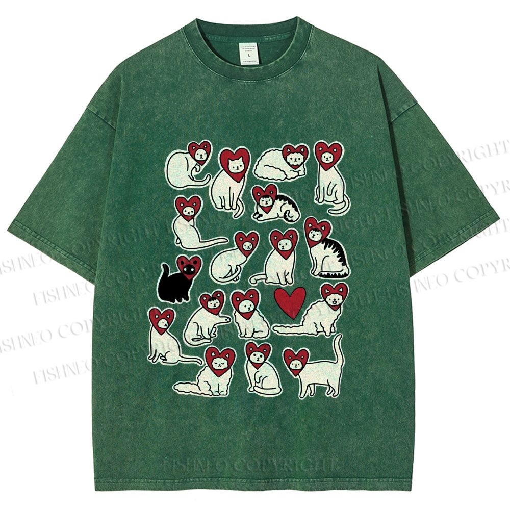 Unisex Cats Printed Washed Tee