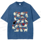 Unisex Cats Printed Washed Tee