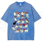 Unisex Cats Printed Washed Tee