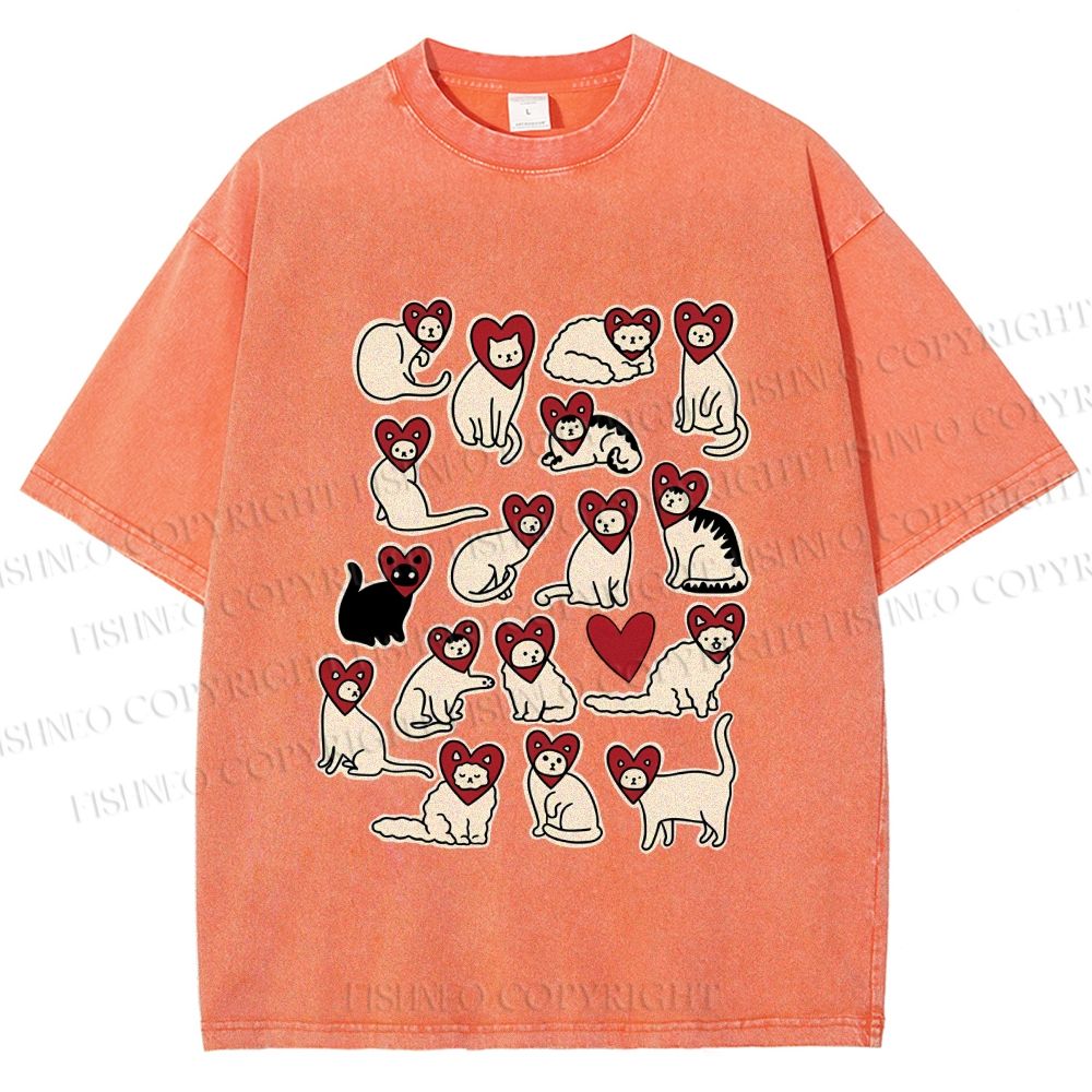Unisex Cats Printed Washed Tee