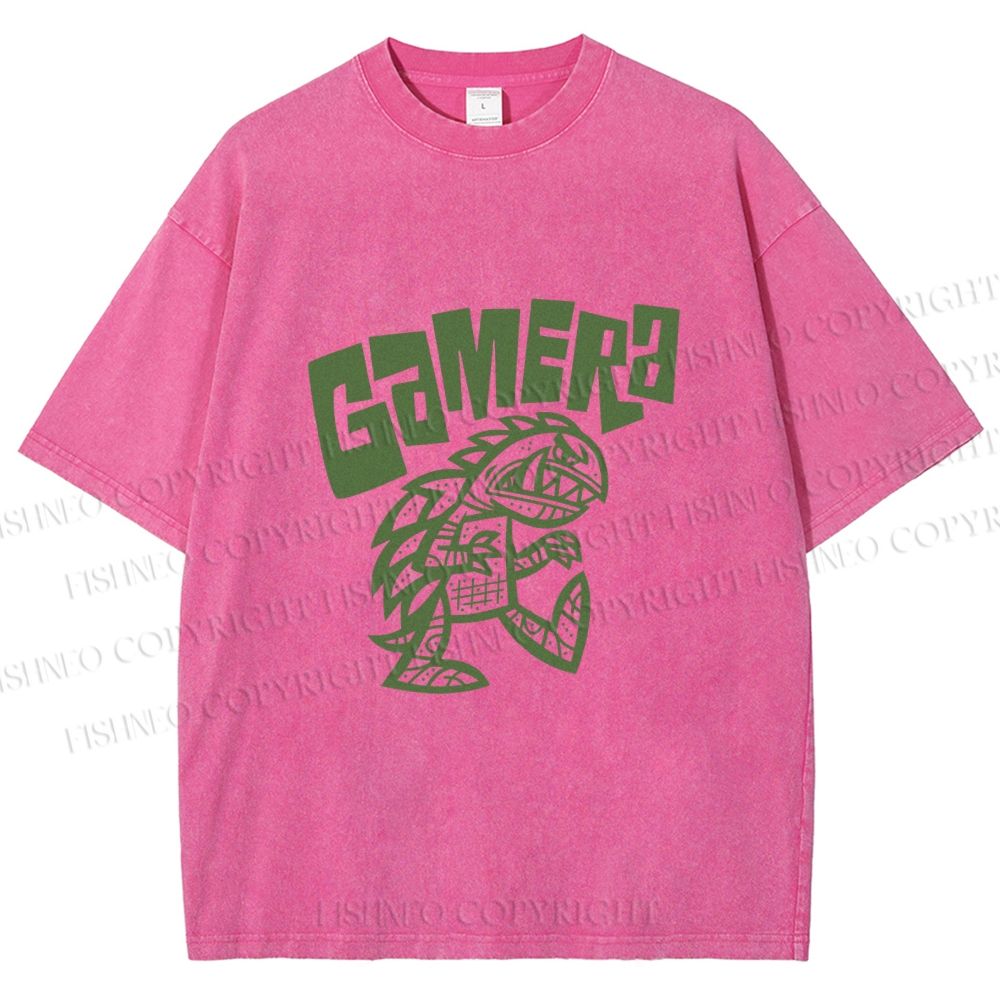 Unisex Cartoon Gamera Kaiju Printed Washed Tee