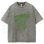 Unisex Cartoon Gamera Kaiju Printed Washed Tee