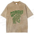 Unisex Cartoon Gamera Kaiju Printed Washed Tee