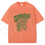 Unisex Cartoon Gamera Kaiju Printed Washed Tee