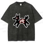 Unisex Rabbit inside Wolf Printed Washed Tee
