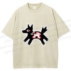 Unisex Rabbit inside Wolf Printed Washed Tee