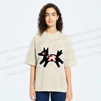 Unisex Rabbit inside Wolf Printed Washed Tee