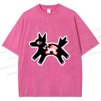 Unisex Rabbit inside Wolf Printed Washed Tee