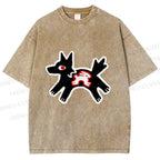 Unisex Rabbit inside Wolf Printed Washed Tee