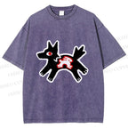 Unisex Rabbit inside Wolf Printed Washed Tee