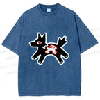 Unisex Rabbit inside Wolf Printed Washed Tee