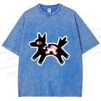 Unisex Rabbit inside Wolf Printed Washed Tee