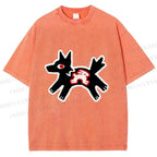 Unisex Rabbit inside Wolf Printed Washed Tee