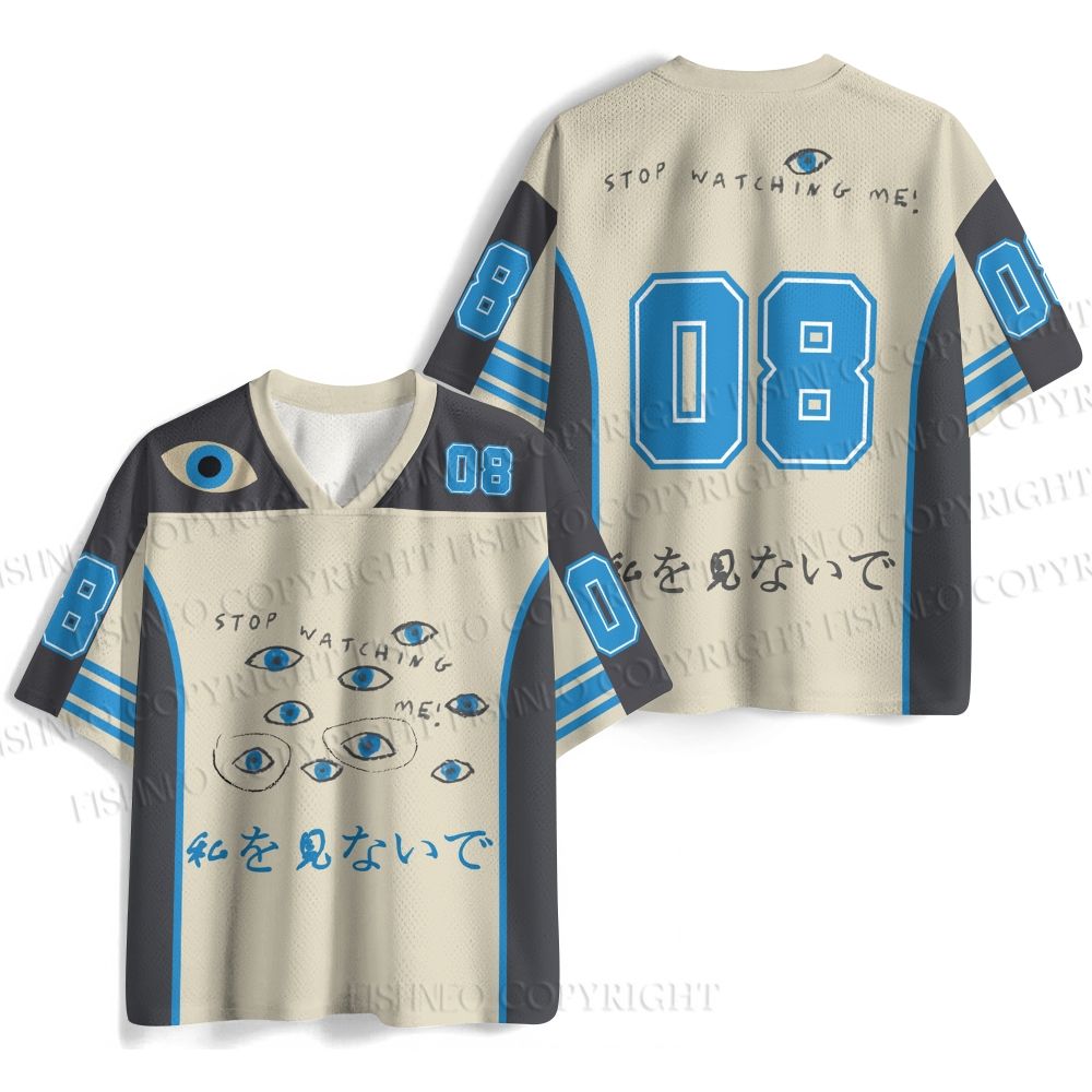 Stop Watching Me Eyes Printed Jersey Shirts