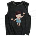 Unisex Yoshitomo Nara Printed Washed Tank Top