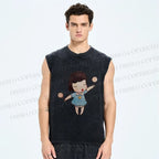 Unisex Yoshitomo Nara Printed Washed Tank Top