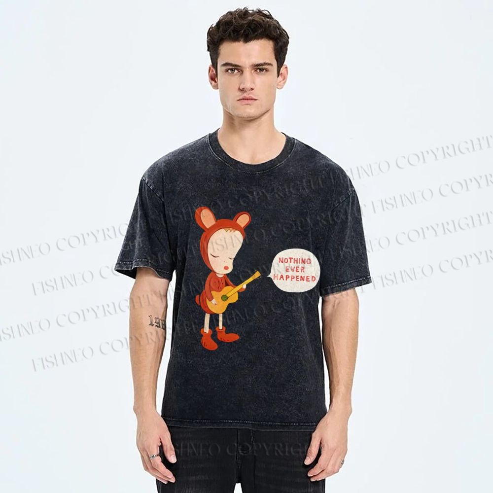 Unisex Yoshitomo Nara Nothing Ever Happened Printed Washed Tee