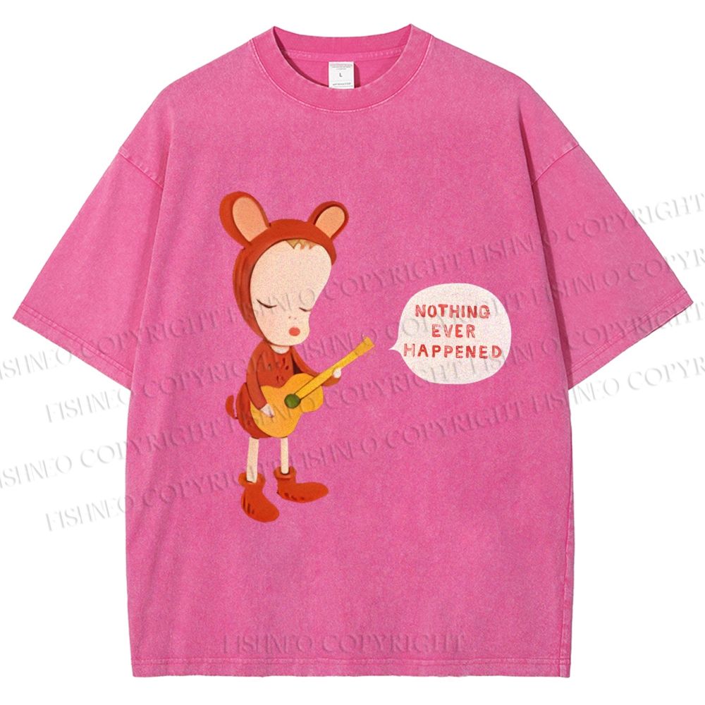 Unisex Yoshitomo Nara Nothing Ever Happened Printed Washed Tee