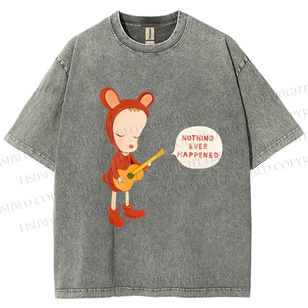 Unisex Yoshitomo Nara Nothing Ever Happened Printed Washed Tee