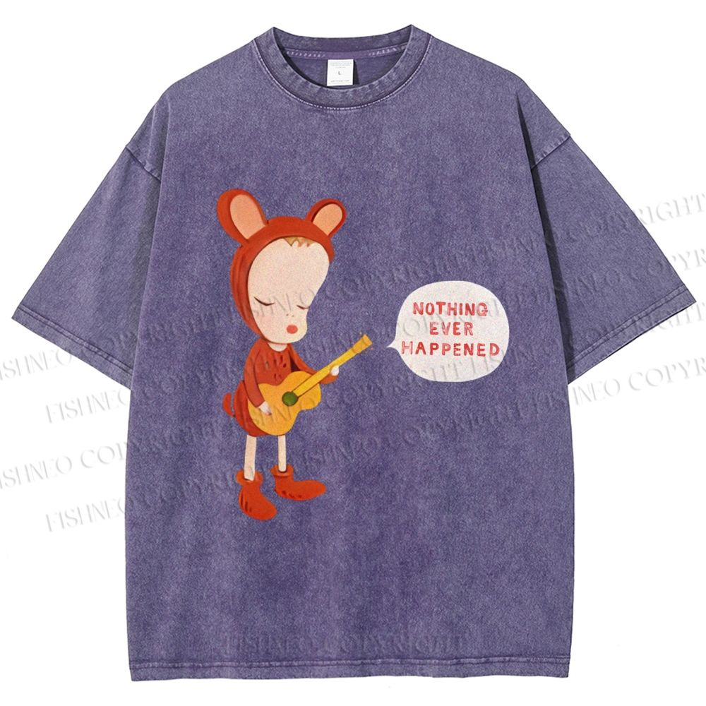 Unisex Yoshitomo Nara Nothing Ever Happened Printed Washed Tee
